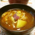 時花菜's cooksnap of when they made さつま芋、玉葱、油揚げの味噌汁.