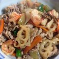 わすれぽ's cooksnap of when they made 豚エビ蓮根アスパラの中華風こっくりうま煮.