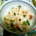 mkriri's cooksnap of when they made 【離】鮭と青菜のお粥【後】.