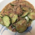とりあえずですが's cooksnap of when they made ｻﾝﾏ缶詰とｷｭｳﾘの和え物.