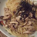 ルリナ's cooksnap of when they made 蒸し鶏ときのこの和風パスタ.