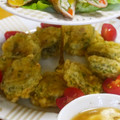 yuki808's cooksnap of when they made ２種類のゴーヤ肉詰め天ぷら カレー風味も.