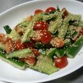 ナーちゃん's cooksnap of when they made たたきキュウリとトマトのゴマ風味サラダ.