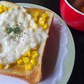 NAGANO久留米's cooksnap of when they made ◎朝食に！カレーマヨコーントースト◎.