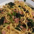 すぬーぴー＊＊'s cooksnap of when they made ベーコンほうれん草のしょう油バターパスタ.