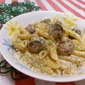 赤い電話's cooksnap of when they made ♥チーズ入りクリームミートボールパスタ♥.
