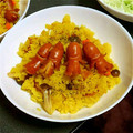 ニャルモ's cooksnap of when they made 茸とウインナーの炊き込みカレーピラフ♫♬.