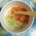えつおくん's cooksnap of when they made ■離乳食・中期■人参と枝豆の２色がゆ.
