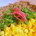 うっち～H's cooksnap of when they made 鶏そぼろの三色丼.