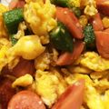 りんごとみかん♬'s cooksnap of when they made *お弁当*オクラとウインナーと卵の炒め物.