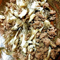 nonkomomo's cooksnap of when they made 舞茸とひき肉のにんにく炒め.