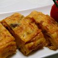お魚にゃん子's cooksnap of when they made ご飯進む？福神漬＆チーズ入りカレー卵焼き.