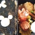 しゅみこ☆'s cooksnap of when they made 簡単キャラ弁☆丸型だけでミッキーのり弁★.