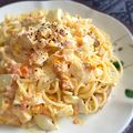 ★こびと★'s cooksnap of when they made 秋鮭とタルタルソースのパスタ.