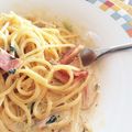 yussykiu's cooksnap of when they made キムチとベーコンの生クリームパスタ.
