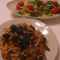 akkoya's cooksnap of when they made 簡単　キノコの和風パスタ（梅風味）.