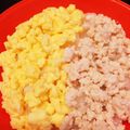 ぴーぱちゃい's cooksnap of when they made 離乳食:後期〜そぼろと卵の2色丼.