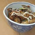 きらり流れ星's cooksnap of when they made 鶏皮で照焼き丼.