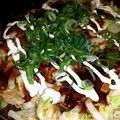 htm813's cooksnap of when they made 節約！お好み焼きうどん！たこ焼き粉で！.