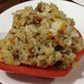 peilian's cooksnap of when they made パプリカボートのひき肉ごはん.