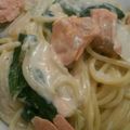 ★★yukari★★'s cooksnap of when they made サーモンとほうれん草のクリームスパゲティ.
