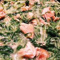 Takao1121's cooksnap of when they made 鮭と水菜のミルク炒め煮.