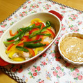 komutatata's cooksnap of when they made ピリ辛ごまだれで♪鮭（秋鮭）の野菜蒸し♡.