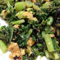 YKPON's cooksnap of when they made くるみと塩昆布で大根葉炒め☆.