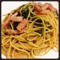 kmaaco's cooksnap of when they made ベーコンほうれん草のしょう油バターパスタ.