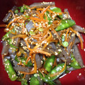 hyperaika's cooksnap of when they made こんにゃくと人参と絹さやのきんぴら☆.