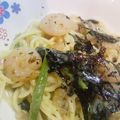 earth mama's cooksnap of when they made 簡単！エビとほうれん草のクリームパスタ.