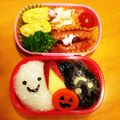 ぎじぇ's cooksnap of when they made キャラ弁✿ハロウィン♡♡モノクロお化け.