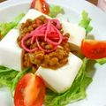 SP♪'s cooksnap of when they made 納豆と豆腐の紅生姜のせサラダ.