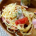 九州女。。。's cooksnap of when they made ベーコンとフレッシュトマトのパスタ.