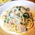 うめたん☆'s cooksnap of when they made 鮭とほうれん草のクリームパスタ.