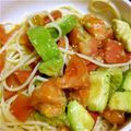 nanonappy's cooksnap of when they made トマトとアボカドの冷製パスタ.