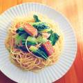 R♥︎marine's cooksnap of when they made 鮭と小松菜の和風パスタ.