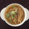 しのざくら's cooksnap of when they made お手軽！ベーコンと水菜の和風パスタ♪.