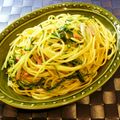 Satoco❋'s cooksnap of when they made 水菜消費！水菜とベーコンのパスタ.