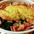 ミヤクミ's cooksnap of when they made 鮭とベーコンのチーズ焼き☆ほうれん草添え.