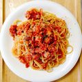morning＊'s cooksnap of when they made トマトソースとベーコンのパスタ.