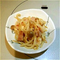 はな♡ごん's cooksnap of when they made 水菜とベーコンのオイマヨ炒め.