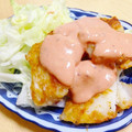 かんたんメシ万歳's cooksnap of when they made 白身魚のムニエル　オーロラ・ソース添え.