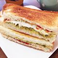 YUKIKI☆'s cooksnap of when they made バジルケチャチーズのホットサンド✿.