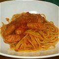 ☆mew☆'s cooksnap of when they made ソーセージのトマトソースパスタ.