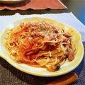 nammy's cooksnap of when they made ウィンナーと舞茸のトマト ソース パスタ.