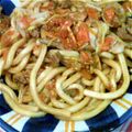 Shimachu♪'s cooksnap of when they made トロ～リ温泉玉子&ソース味の焼きうどん♪.