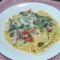 おみ桜's cooksnap of when they made 春菊とベーコンの柚子胡椒クリームパスタ.