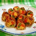 Happy1826's cooksnap of when they made カラフル野菜とチーズの豚ソース巻き.