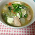りょうあられ's cooksnap of when they made 生鮭の味噌鍋　ラーメン屋のダブルスープ風.